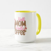 Half Moeder Half Coffee T-shirt – Schattige Moeder Mok (Voorkant rechts)