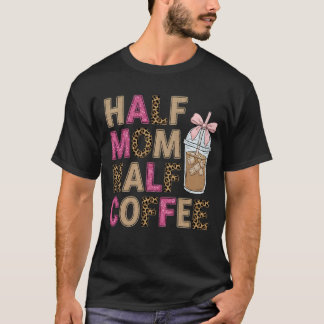 Half Moeder Half Coffee Trendy Luipaard & Roze Gli T-shirt