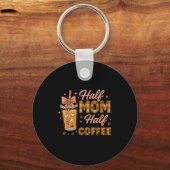 Half Moeder Half Koude Koffie Moeder Leven Grafisc Sleutelhanger (Voorkant)