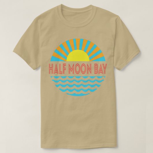 Half Moon Bay Beach zon en golven T-shirt (Design voorkant)