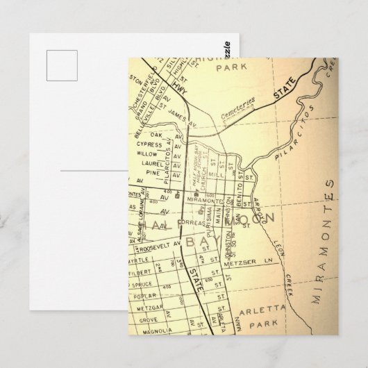 Half Moon Bay, CA Map Briefkaart (Voorkant / Achterkant)