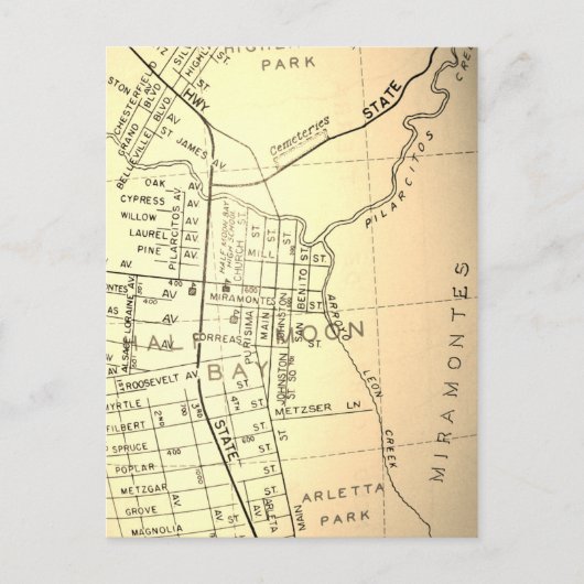 Half Moon Bay, CA  Map Briefkaart (Voorkant)