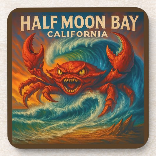 HALF MOON BAY, CALIFORNIA 6-PIECE COASTER SET.   BIER ONDERZETTER (Voorkant)