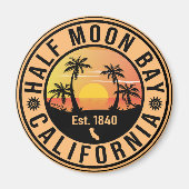 Half Moon Bay California Retro Sunset Souvenirs Magneet (Voorkant)