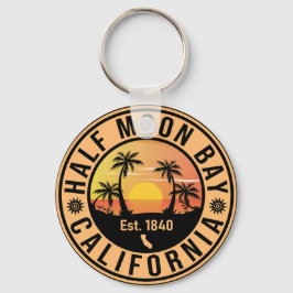Half Moon Bay California Retro Sunset Souvenirs Sleutelhanger