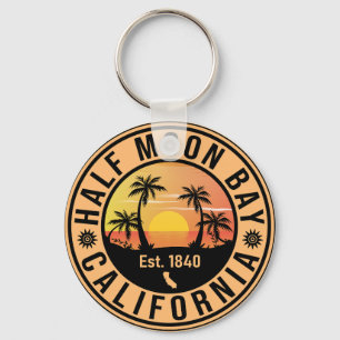 Half Moon Bay California Retro Sunset Souvenirs Sleutelhanger