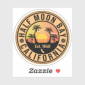 Half Moon Bay California Retro Sunset Souvenirs Sticker (Vel)
