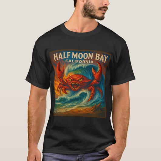 HALF MOON BAY, CALIFORNIA. T-SHIRT (Voorkant)