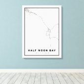 Half Moon Bay Kaart Canvas Afdruk (Insitu (Houten vloer))