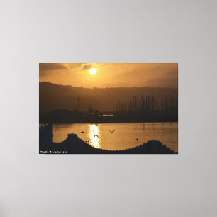 Half Moon Bay Marina Sunrise IV - verpakt canvas Afdruk