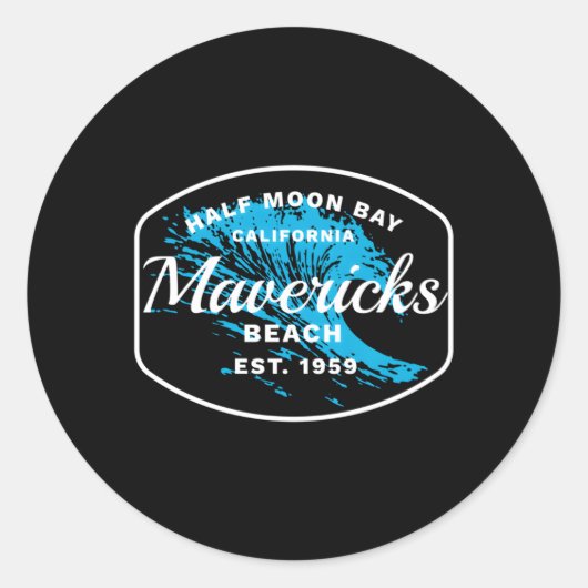 Half Moon Bay Mavericks Strand Surfen Reizen Ronde Sticker (Voorkant)