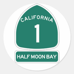 HALF MOON BAY RONDE STICKER CA1 SNELWEG TEKEN