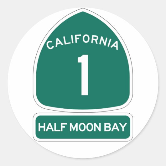 HALF MOON BAY RONDE STICKER CA1 SNELWEG TEKEN (Voorkant)