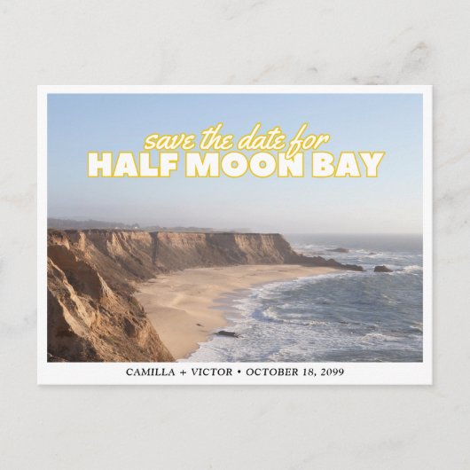 Half Moon Bay Wedding Save the Date Briefkaart (Voorkant)