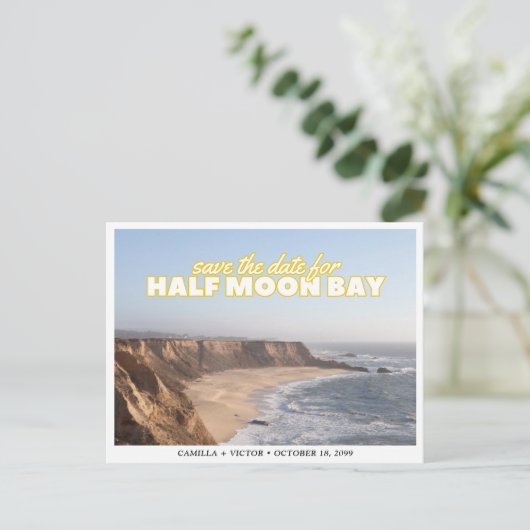 Half Moon Bay Wedding Save the Date Briefkaart (Staand voorkant)