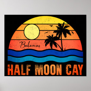Half Moon Cay Bahamas Island 60s Retro Poster