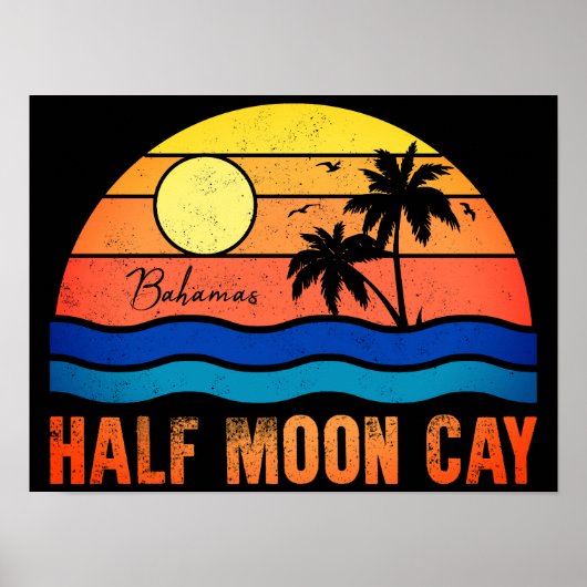 Half Moon Cay Bahamas Island 60s Retro Poster (Voorkant)