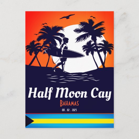 Half Moon Cay Bahamas - Retro  80's Briefkaart (Voorkant)