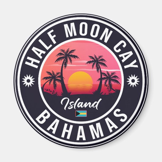 Half Moon Cay Bahamas - Retro 80s Souvenir Magneet (Voorkant)