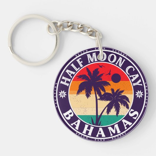 Half Moon Cay Bahamas - Retro 80s Souvenir Sleutelhanger (Voorkant)
