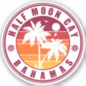 Half Moon Cay Bahamas - Retro  80s Souvenir Sticker (Voorkant)