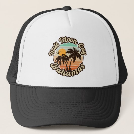 Half Moon Cay Bahamas - Retro  80s Souvenir Trucker Pet (Voorkant)