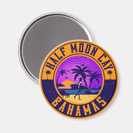 Half Moon Cay Bahamas - Retro  Magnet 80's (Voorkant / Achterkant)