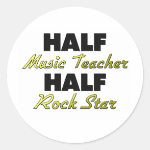 Half Music Teacher Half Rock Star Ronde Sticker
