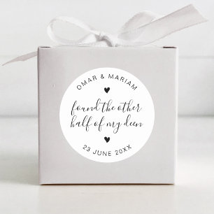 Half My Deen Elegante Quote met Zwarte Tekst Ronde Sticker