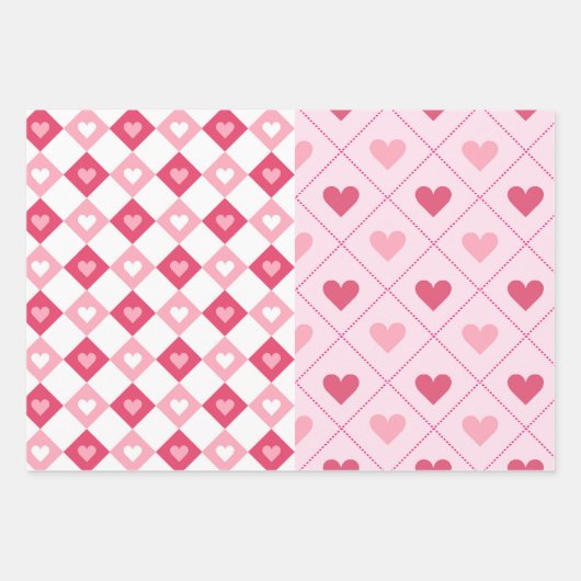 Half N Half Shabby Chic Roze Hart Mix Inpakpapier Vel (Voorkant 2)