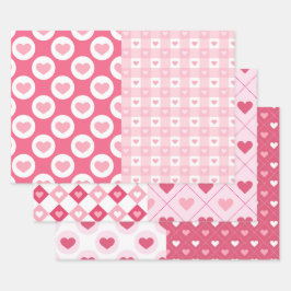 Half N Half Shabby Chic Roze Hart Mix Inpakpapier Vel