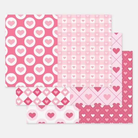 Half N Half Shabby Chic Roze Hart Mix Inpakpapier Vel (Set)