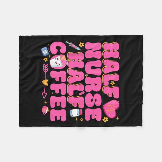 Half Nurse Half Coffee Nurse  Fleece Deken (Voorkant (Horizontaal))