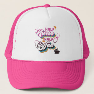 Half Nurse Half Coffee Nurse Groovy Koffie liefheb Trucker Pet