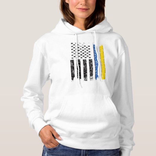 Half-Oekraïense halfAmerikaanse vlag Oekraïne Hoodie (Voorkant)