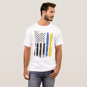 Half-Oekraïense halfAmerikaanse vlag Oekraïne T-shirt (Voorkant volledig)