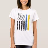 Half Oekrainian Half American Flag Oekraïne USA T-shirt (Voorkant)