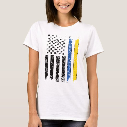 Half Oekrainian Half American Flag Oekraïne USA T-shirt (Voorkant)