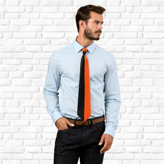 Half Oranje en Half Zwarte Kleurblok Stropdas