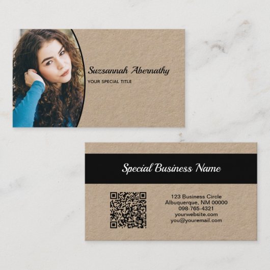 Half Oval Professional Photo Nanny & QR Code Visitekaartje (Voorkant / Achterkant)