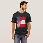 Half Peruaanse vlag Peru USA T-shirt (Voorkant volledig)