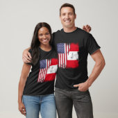 Half Peruaanse vlag Peru USA T-shirt (Unisex)