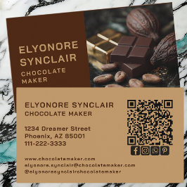 Half Photo Brown Caramel Chocolate Maker Social QR Visitekaartje