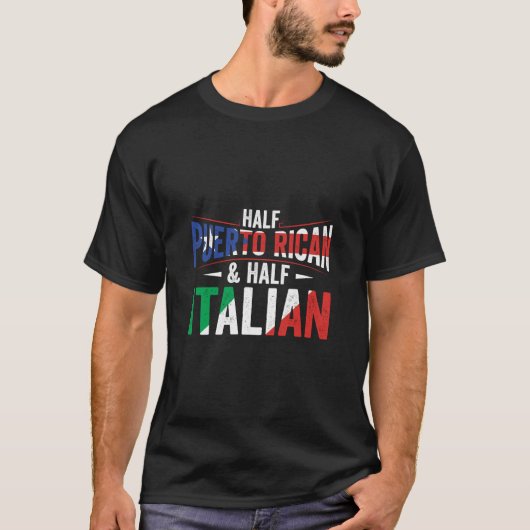 Half Puerto Ricaans en half Italiaans vlaggenerfgo T-shirt (Voorkant)