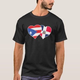Half Puerto Ricaans Half Dominicaans Vlag Hart Dom T-shirt