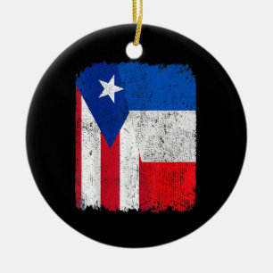 Half Puerto Ricaans Half Frans Vlag Erfgoed Trots Keramisch Ornament