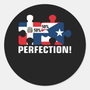 Half Puerto Rican Half Dominicaanse Vlagkaart geco Ronde Sticker