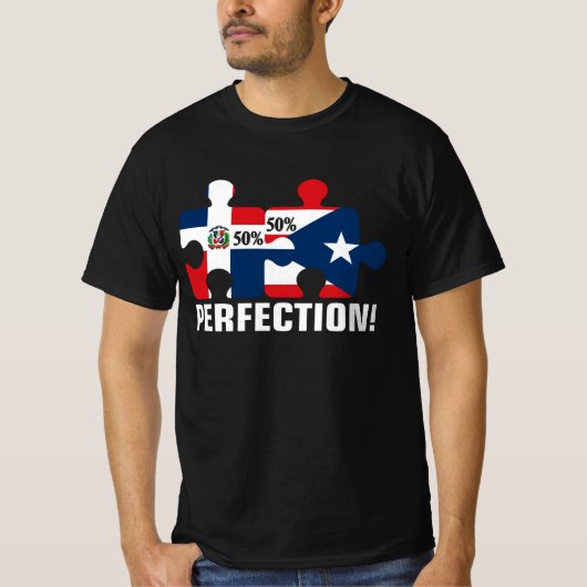Half Puerto Rican Half Dominicaanse Vlagkaart geco T-shirt (Voorkant)