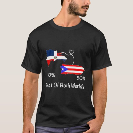 Half Puerto Rican Half Dominicaanse Vlagkaart geco T-shirt (Voorkant)