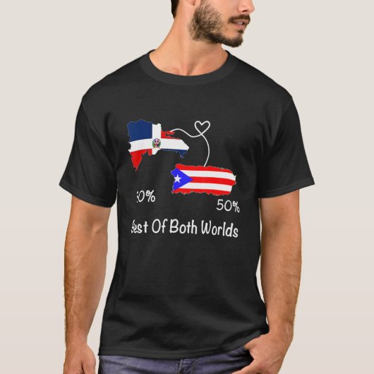 Half Puerto Rican Half Dominican Flag Map Combined T-shirt (Voorkant)